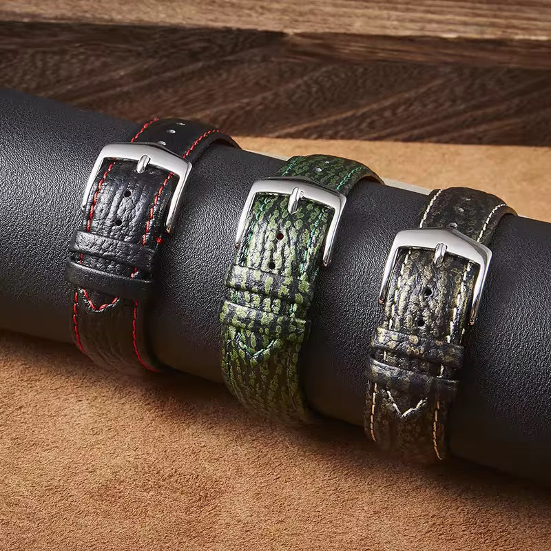 Shark Skin Pattern Leather Straps